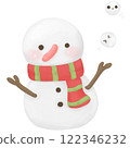 Cute Snowman Illustration - Winter Christmas Holiday Season Decoration 122346232