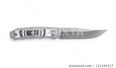 Knife isolated on white. A reliable knife for hunting self-defense. Knife isolated on white. A reliable knife for hunting self-defense. 122346317