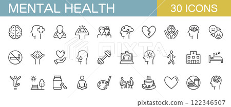 心理健康圖標集 心理健康圖標集 122346507