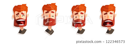 Redhead Bearded Man Head and Avatar with Emotion Vector Set Redhead Bearded Man Head and Avatar with Emotion Vector Set 122346573