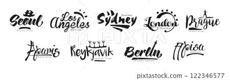 City and Capitals Name Original Design Vector Set City and Capitals Name Original Design Vector Set 122346577