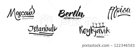City and Capitals Name Original Design Vector Set 122346583
