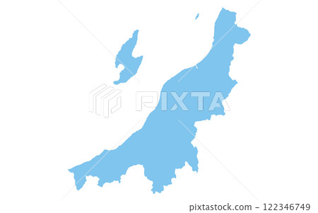 Realistic map of Niigata prefecture, Japan region 122346749