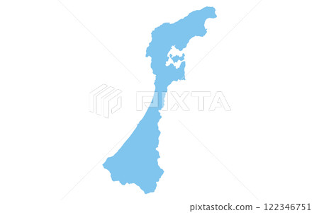 Realistic map of Ishikawa prefecture, Japan region 122346751