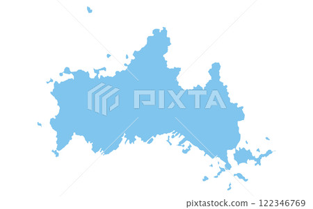 Realistic map of Yamaguchi prefecture, Japan region 122346769