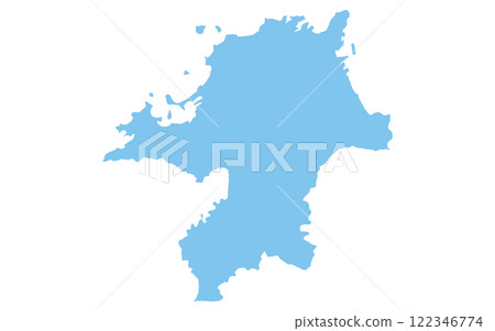 Realistic map of Fukuoka prefecture, Japan region Realistic map of Fukuoka prefecture, Japan region 122346774