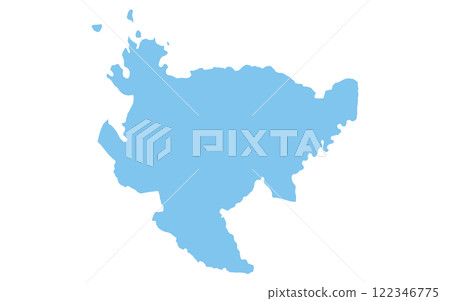 Realistic map of Saga prefecture, Japan region 122346775