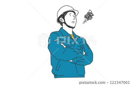 A simple illustration of a male field worker in trouble A simple illustration of a male field worker in trouble 122347001