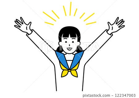 Female students cheering with joy 122347003