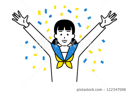 女學生在五彩紙屑中歡慶萬歲 女學生在五彩紙屑中歡慶萬歲 122347006