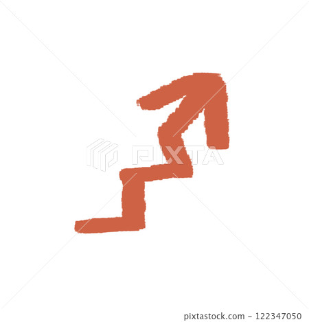 Hand-drawn line drawing illustration of a red zigzag arrow Hand-drawn line drawing illustration of a red zigzag arrow 122347050