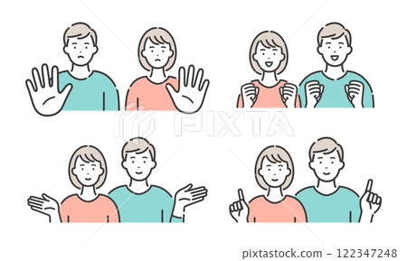 Young couple, facial expressions and poses variation set Young couple, facial expressions and poses variation set 122347248