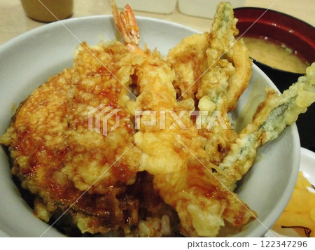 Bowl of rice and fried fish Bowl of rice and fried fish 122347296