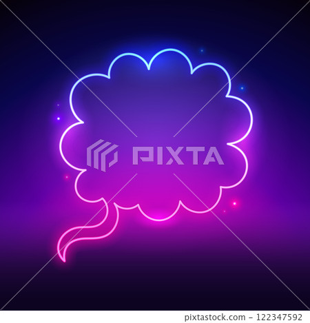 Neon Cloud Shaped Speech Bubble 122347592