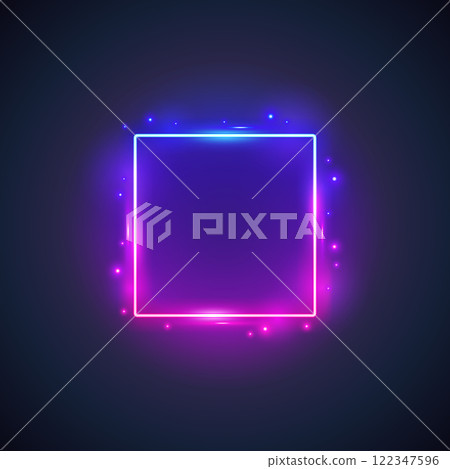 Neon Square Frame with Flares Neon Square Frame with Flares 122347596