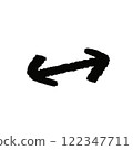 Hand-drawn line drawing illustration of black left and right arrows 122347711