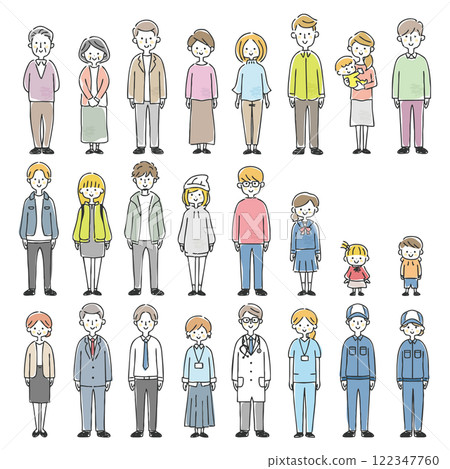 Full-body illustrations of various people Full-body illustrations of various people 122347760