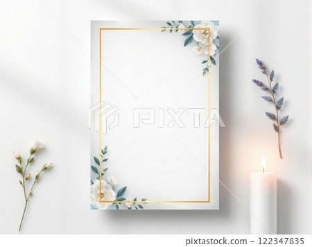 Elegant funeral flyer templates featuring soft floral designs, candles, and soothing backgrounds 122347835