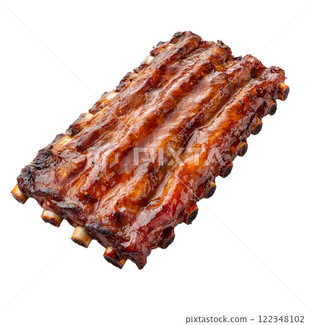 Pork ribs rack, marinated and placed on a white background 122348102