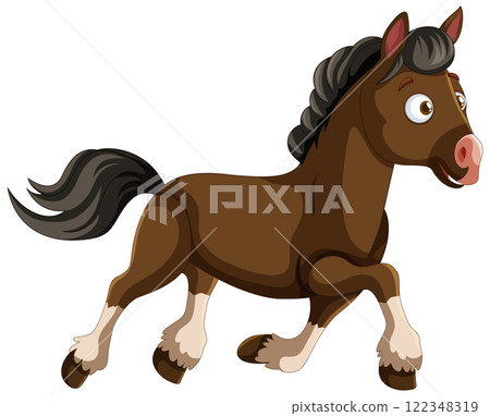 Playful Cartoon Horse Illustration 122348319