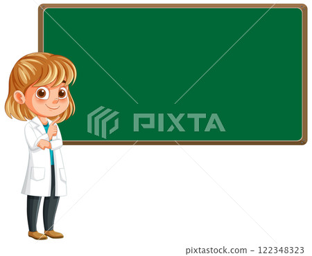 Young Scientist Teaching at Chalkboard 122348323