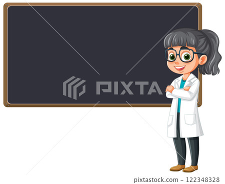 Scientist with Chalkboard Illustration Scientist with Chalkboard Illustration 122348328