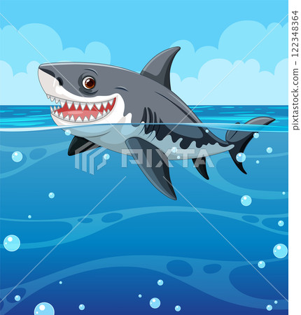 Smiling Shark in Ocean Waters 122348364