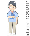 Male caregiver holding a binder 122348412
