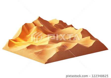 desert dunes with glowing gold ripples, low poly on a white background 122348625