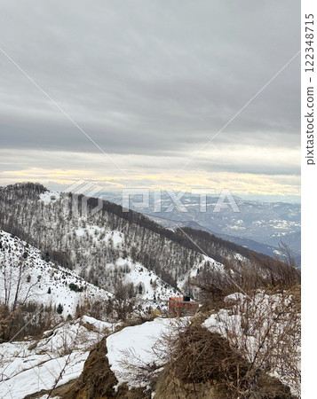 Winter forest in Serbia. Mountains Kopaonik. Snow and cold weather 122348715