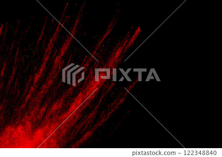 Freeze motion of red color dust particles splashing. Freeze motion of red color dust particles splashing. 122348840