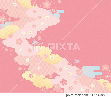 Background (Japanese Spring Sky) - Cloud Cherry Blossom Pattern 11-1 122348863