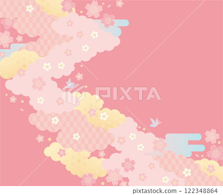 Background (Japanese Spring Sky) - Cloud Cherry Blossom Pattern 11-1 Vector 122348864