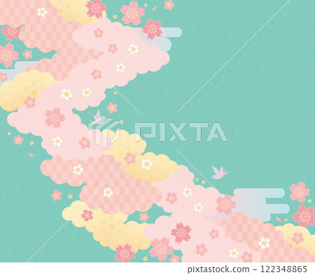 Background (Japanese Spring Sky) - Cloud Cherry Blossom Pattern 11-2 122348865