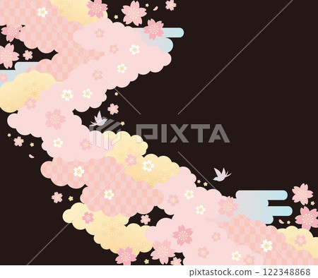 Background (Japanese Spring Sky) - Cloud and Cherry Blossom Pattern 11-3 Vector Background (Japanese Spring Sky) - Cloud and Cherry Blossom Pattern 11-3 Vector 122348868