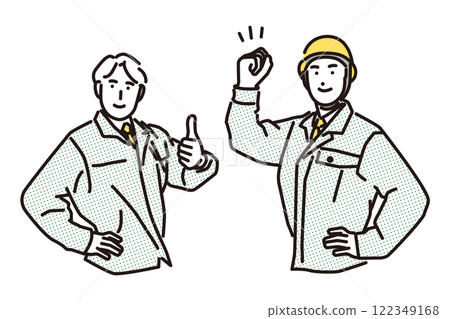 兩個男人給出良好手勢和握拳的簡單說明 122349168