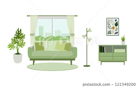 有沙發和內閣的時髦的客廳 122349200