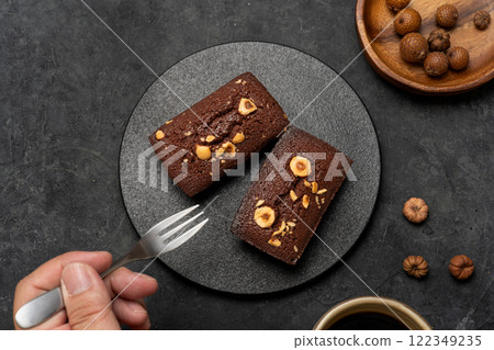 Homemade chocolate brownies with an adult feel Homemade chocolate brownies with an adult feel 122349235