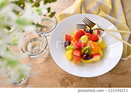 Fruit salad for two, fruit and dessert platter. Fruit salad for two, fruit and dessert platter. 122349251