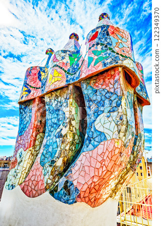 Outdoor on roof Gaudi's creation- House Casa Batllo. 122349370