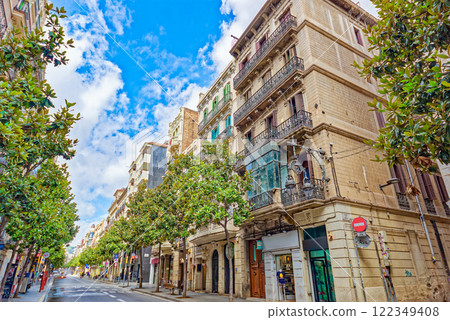 Gracia, grace district area of the Mediterranean city of Barcelona. 122349408