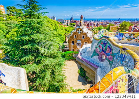 Barcelona. Gorgeous and amazing Park Guel . 122349411