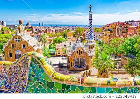 Barcelona. Gorgeous and amazing Park Guel . 122349412