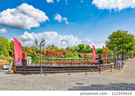 Roller Coaster in funny amusement park. 122349426