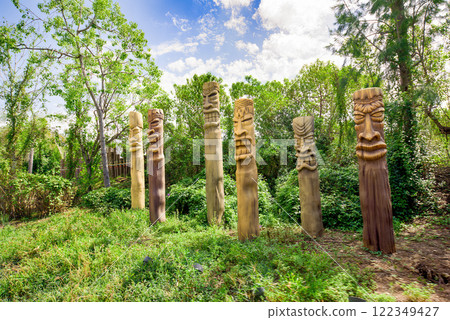 Beautiful landscape of humid tropical jungle amusement park. Beautiful landscape of humid tropical jungle amusement park. 122349427