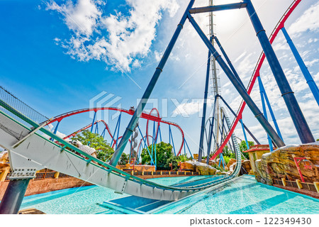 Roller Coaster in funny amusement park. 122349430