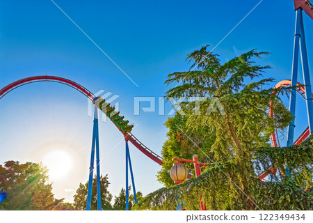 Roller Coaster in funny amusement park. 122349434