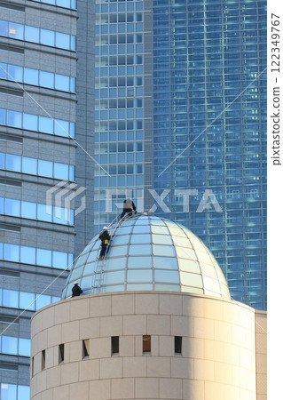 Dome roof inspection work - working at height Dome roof inspection work - working at height 122349767