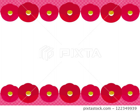 山茶花花框白色格子圖案 122349939