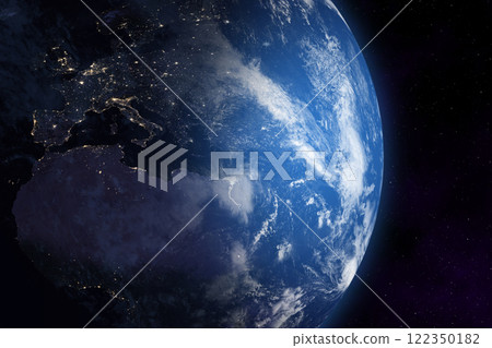 Space. Earth. Europe and Africa. Space. Earth. Europe and Africa. 122350182
